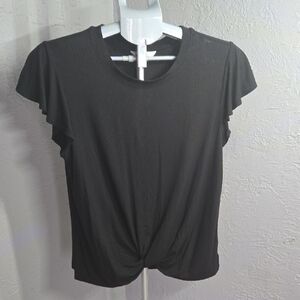 Time and Tru Black Twist Front Women's Tee